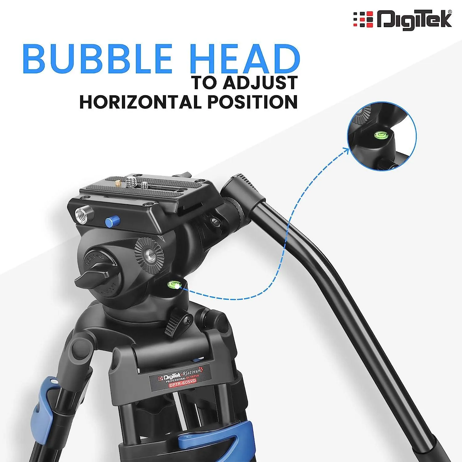 Digitek (DPTR 605 VD) (183 cm) Professional Heavy Duty Tripod, with 2 Way Adjustable Pan Head, for Digital Video Cameras, Maximum Operating Height: 6 Feet, Maximum Load Upto: 20 kgs (Black)
