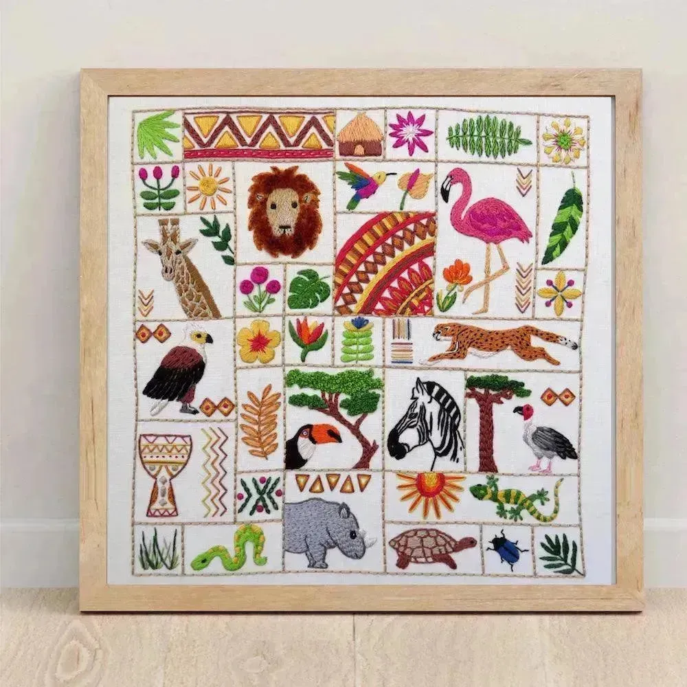 Escape to Africa SAL Pre Printed Embroidery Fabric