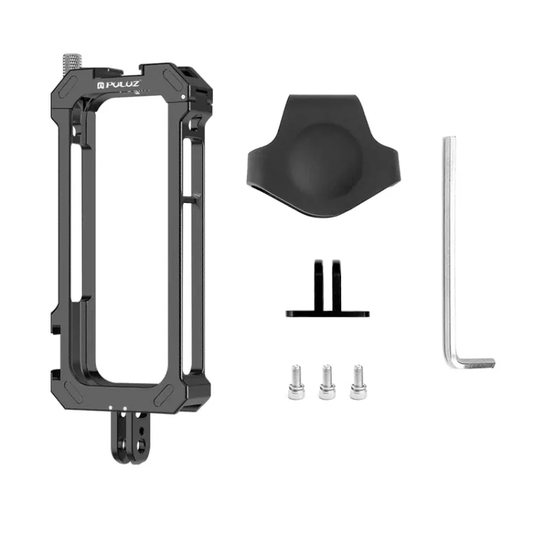 For Insta360 X3 PULUZ Metal Protective Cage Rig Housing Frame with Expand Cold Shoe Base & Tripod Adapter(Black)