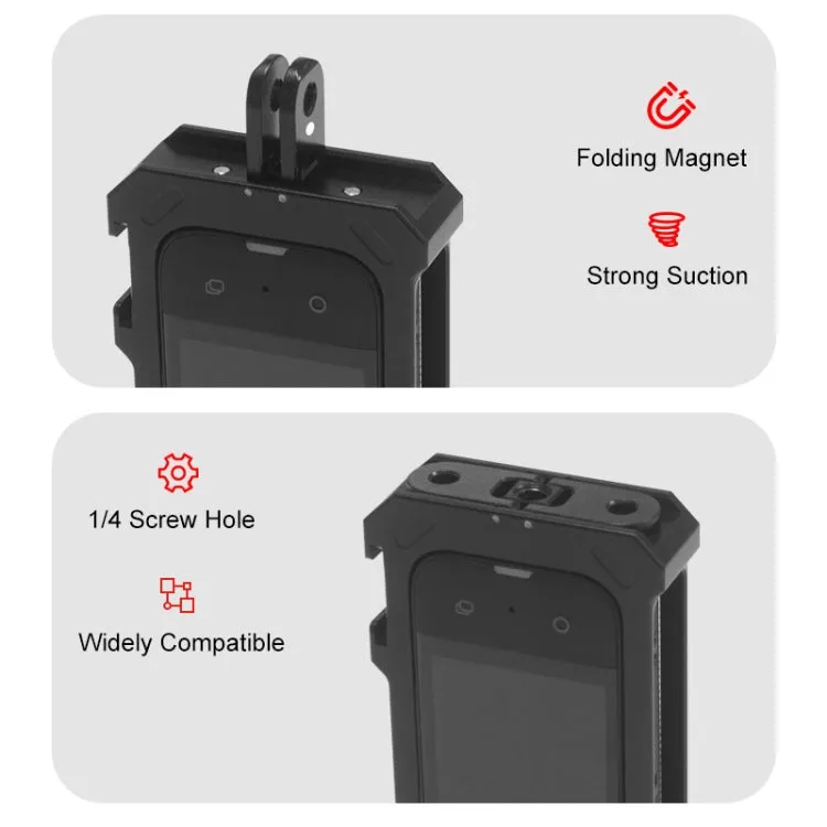 For Insta360 X3 PULUZ Metal Protective Cage Rig Housing Frame with Expand Cold Shoe Base & Tripod Adapter(Black)