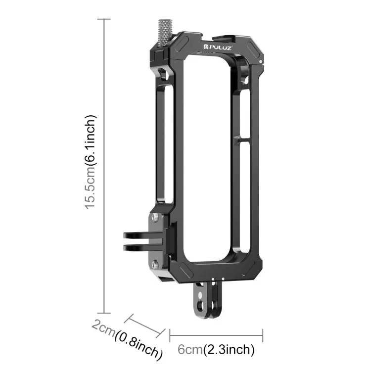 For Insta360 X3 PULUZ Metal Protective Cage Rig Housing Frame with Expand Cold Shoe Base & Tripod Adapter(Black)