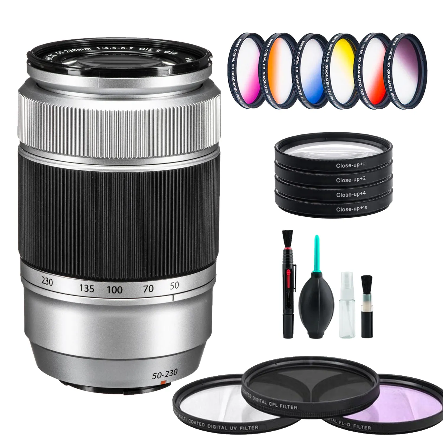 Fujifilm XC 50-230mm f/4.5-6.7 OIS II Lens (Silver)   Standard Accessory Kit