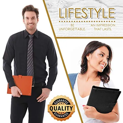 Genuine Leather Folio Cover Compatible With Rocketbook A5 Size Notebook 6 X 8 Inch Black