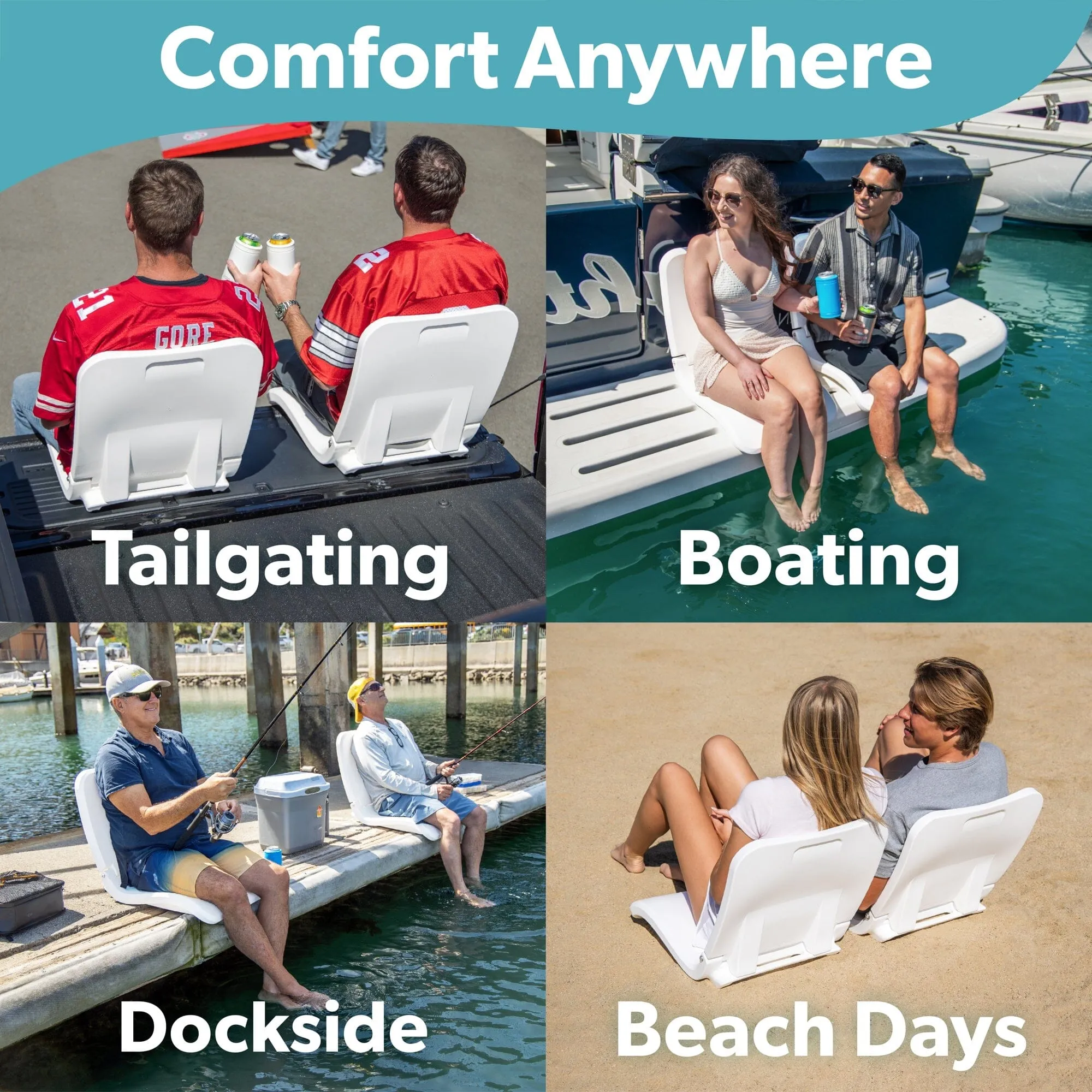 GoSports Outdoor Portable Poolside Chair- Adult Foldable Flip Chair for Pool, Beach, Tailgating & Stadium - Durable Plastic with Back Support