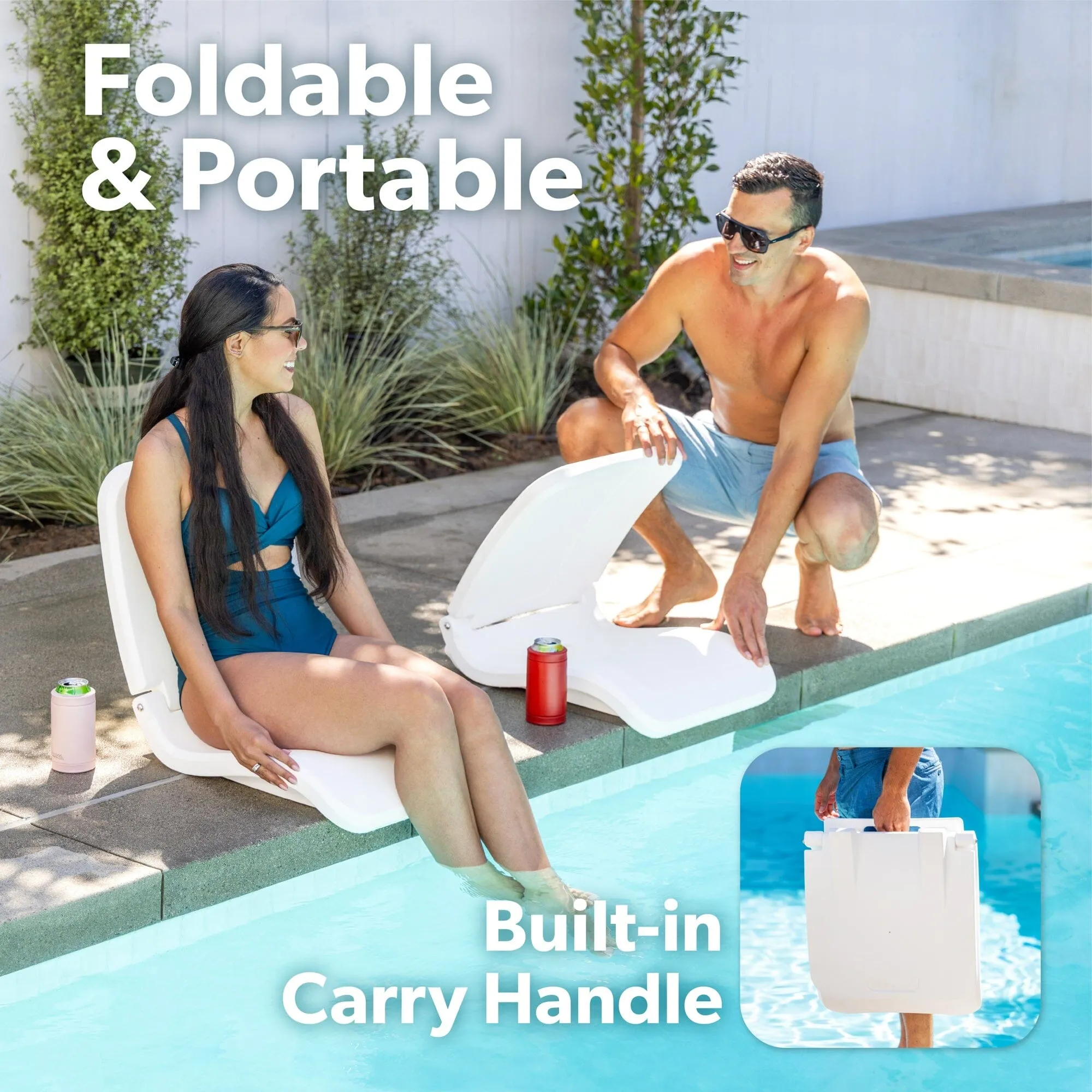 GoSports Outdoor Portable Poolside Chair- Adult Foldable Flip Chair for Pool, Beach, Tailgating & Stadium - Durable Plastic with Back Support