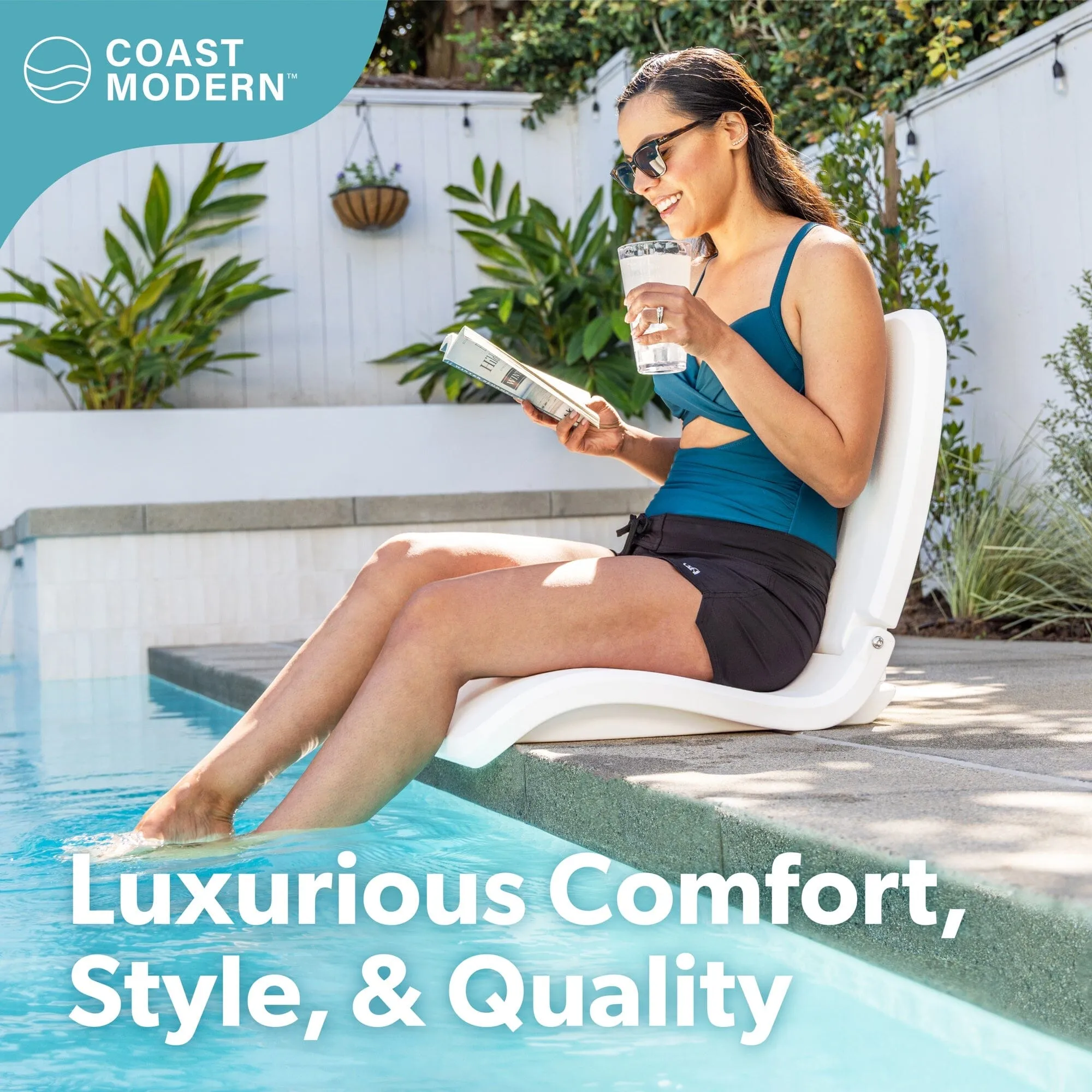 GoSports Outdoor Portable Poolside Chair- Adult Foldable Flip Chair for Pool, Beach, Tailgating & Stadium - Durable Plastic with Back Support