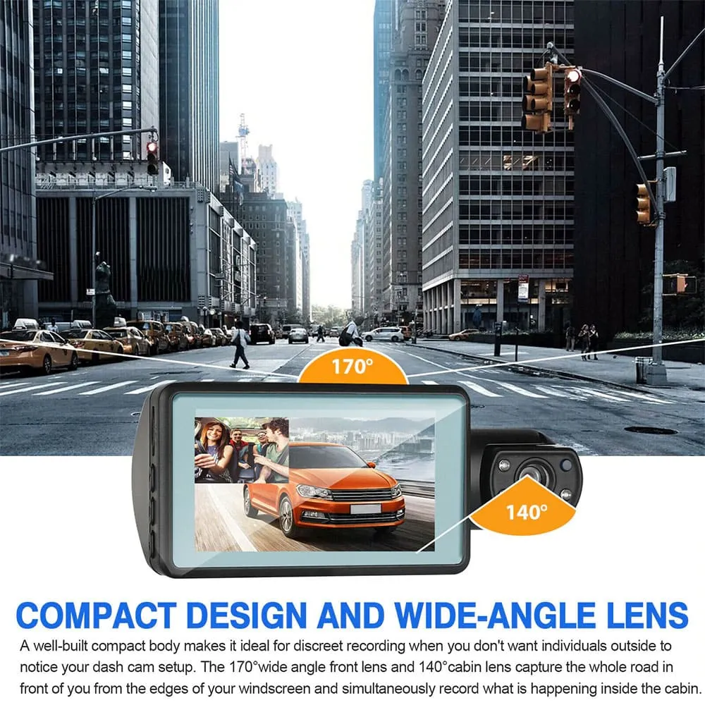 HD Dual Camera Dashcam with Screen and Night Vision