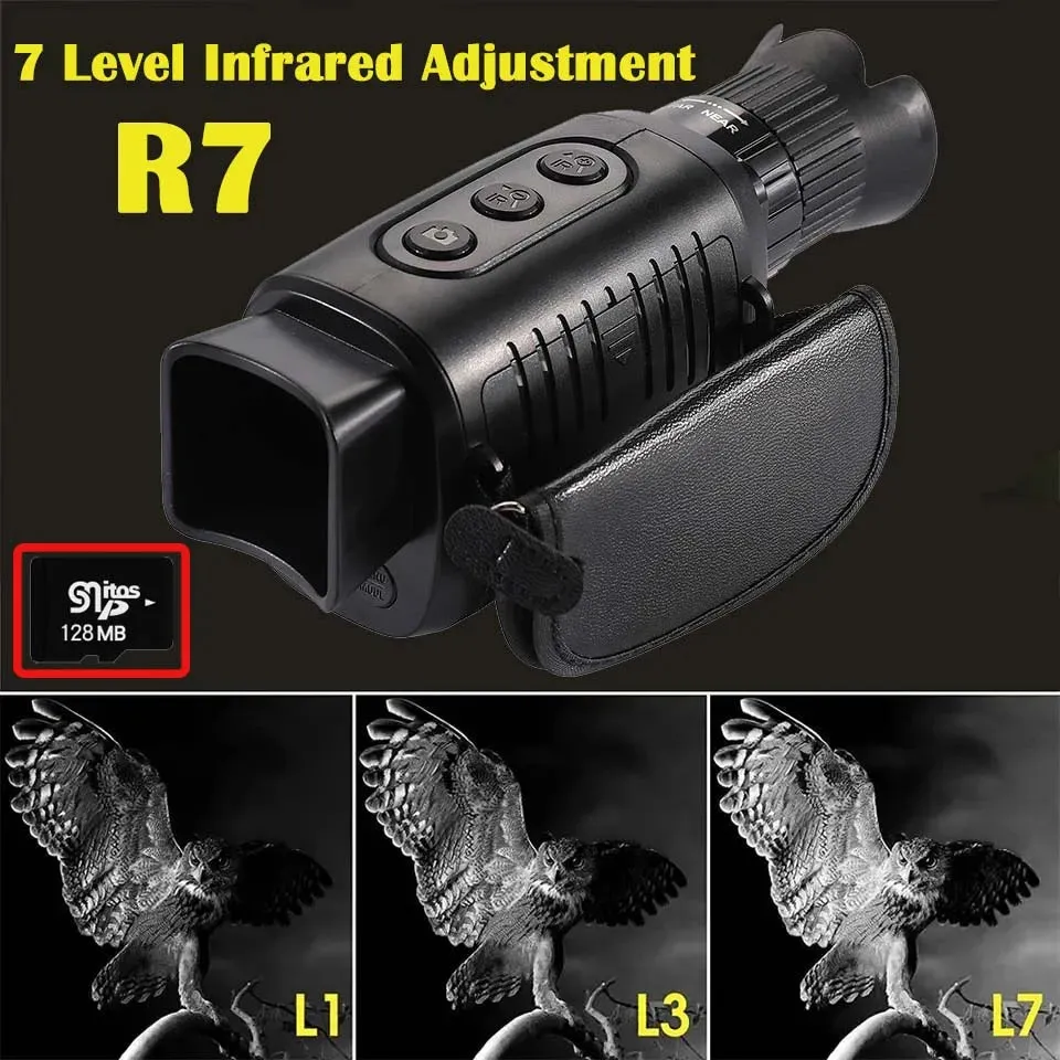 HD Infrared Night Vision Device R7 5X Zoom Digital Monocular Telescope 1080P Outdoor Camera with Day& Night Dual-use for Hunting