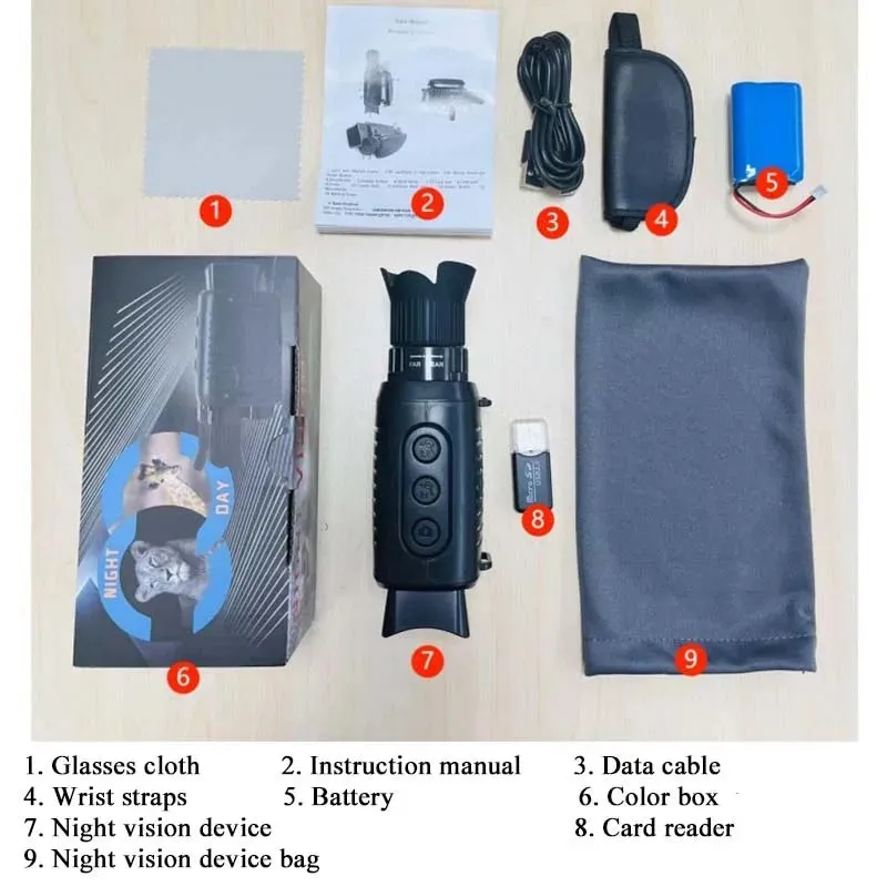 HD Infrared Night Vision Device R7 5X Zoom Digital Monocular Telescope 1080P Outdoor Camera with Day& Night Dual-use for Hunting