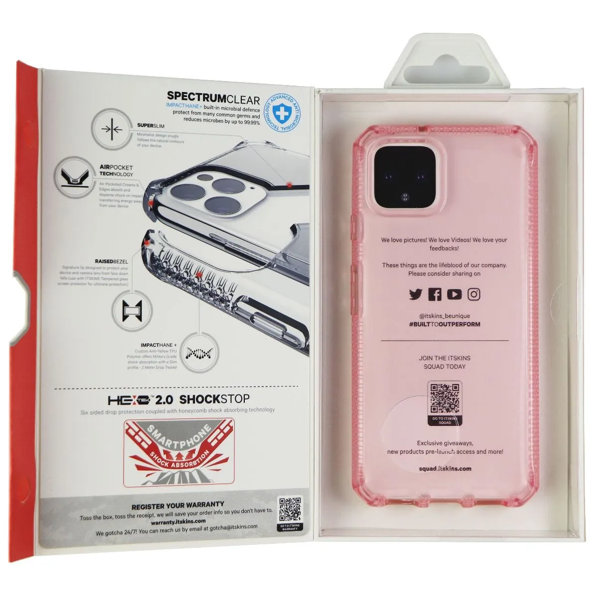 ITSKINS Spectrum Clear Drop Protection Case for Google Pixel 4 - Light Pink