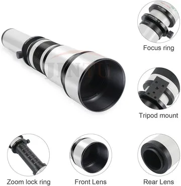 JINTU 650-2600mm Manual Telephoto Zoom Lens for NIKON SLR Camera D3400 D5500 D5600 D200 D300 D600 D610 D700 D800 D80 D90 D7500
