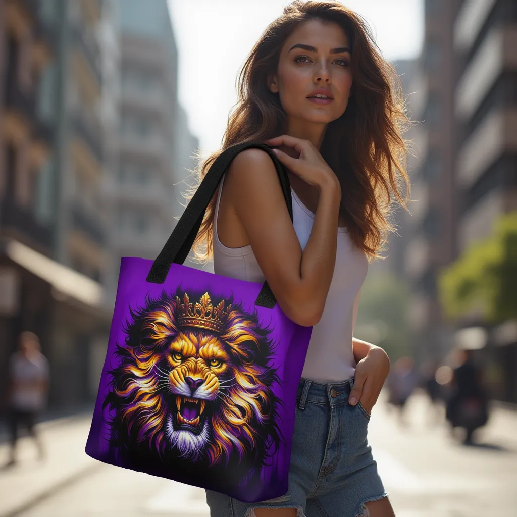 King Of The Jungle Purple Tote Bag