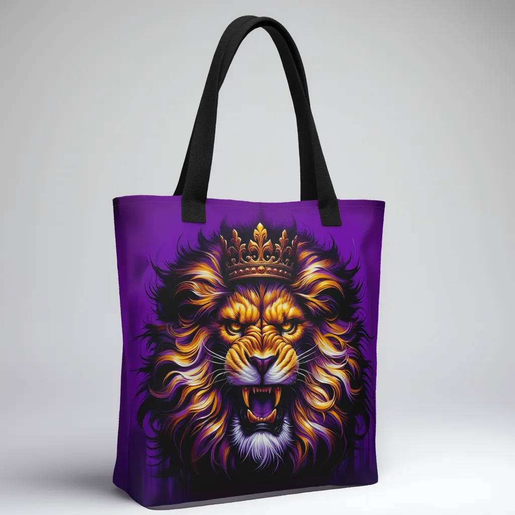 King Of The Jungle Purple Tote Bag