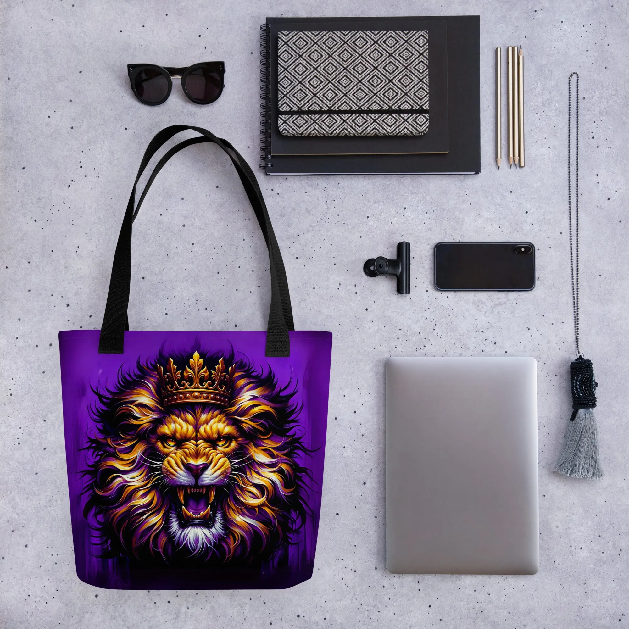 King Of The Jungle Purple Tote Bag