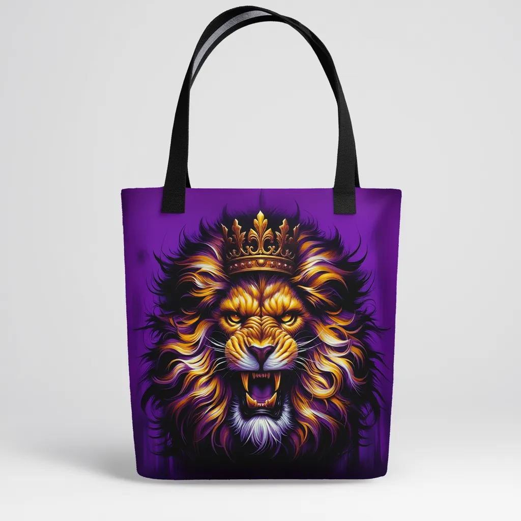 King Of The Jungle Purple Tote Bag