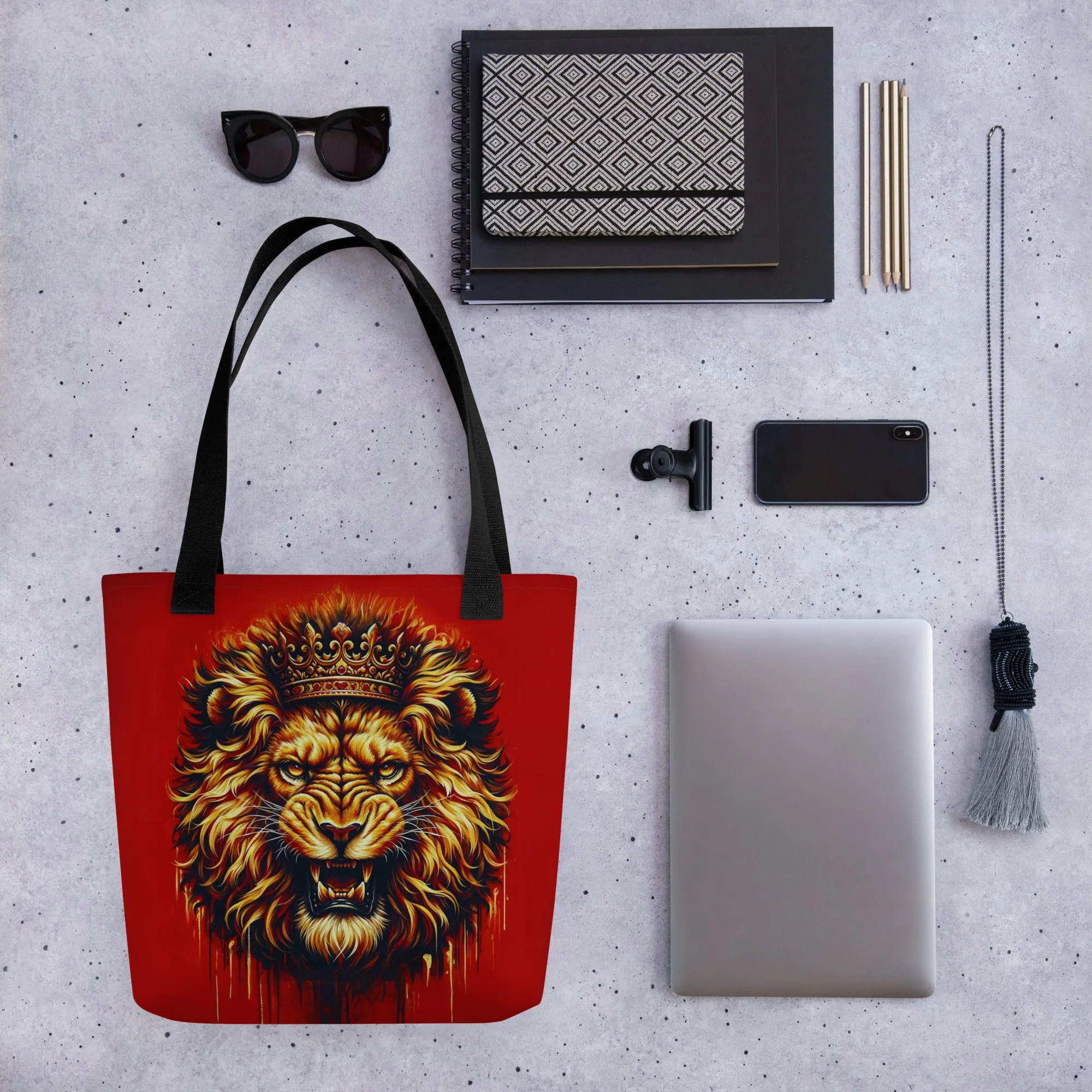 King Of The Jungle Red Tote Bag