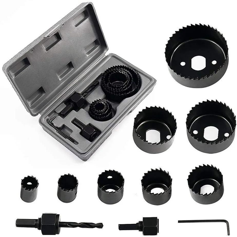 Metal Alloys 11pc Wood Hole Saw Cutting Set   Set of 6 Flat Drill Bit Set For Wood- HT66