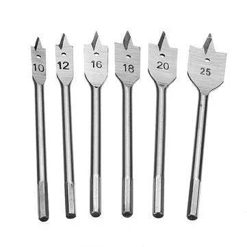 Metal Alloys 11pc Wood Hole Saw Cutting Set   Set of 6 Flat Drill Bit Set For Wood- HT66