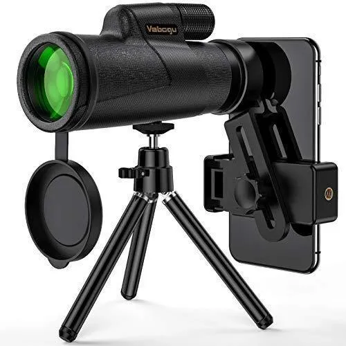 Monocular Telescope, 12x50 High Power HD Monocular for Bird Watching Adults with Smartphone Holder & Tripod BAK4 Prism for Wildlife Hunting Camping Travelling Wildlife - 2020 Newest (1250, Black)