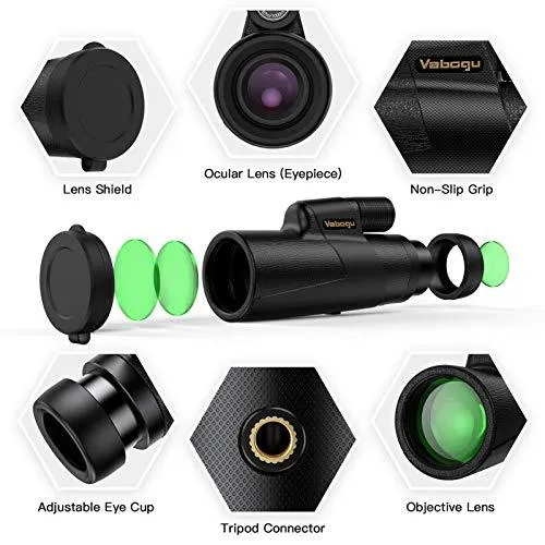 Monocular Telescope, 12x50 High Power HD Monocular for Bird Watching Adults with Smartphone Holder & Tripod BAK4 Prism for Wildlife Hunting Camping Travelling Wildlife - 2020 Newest (1250, Black)