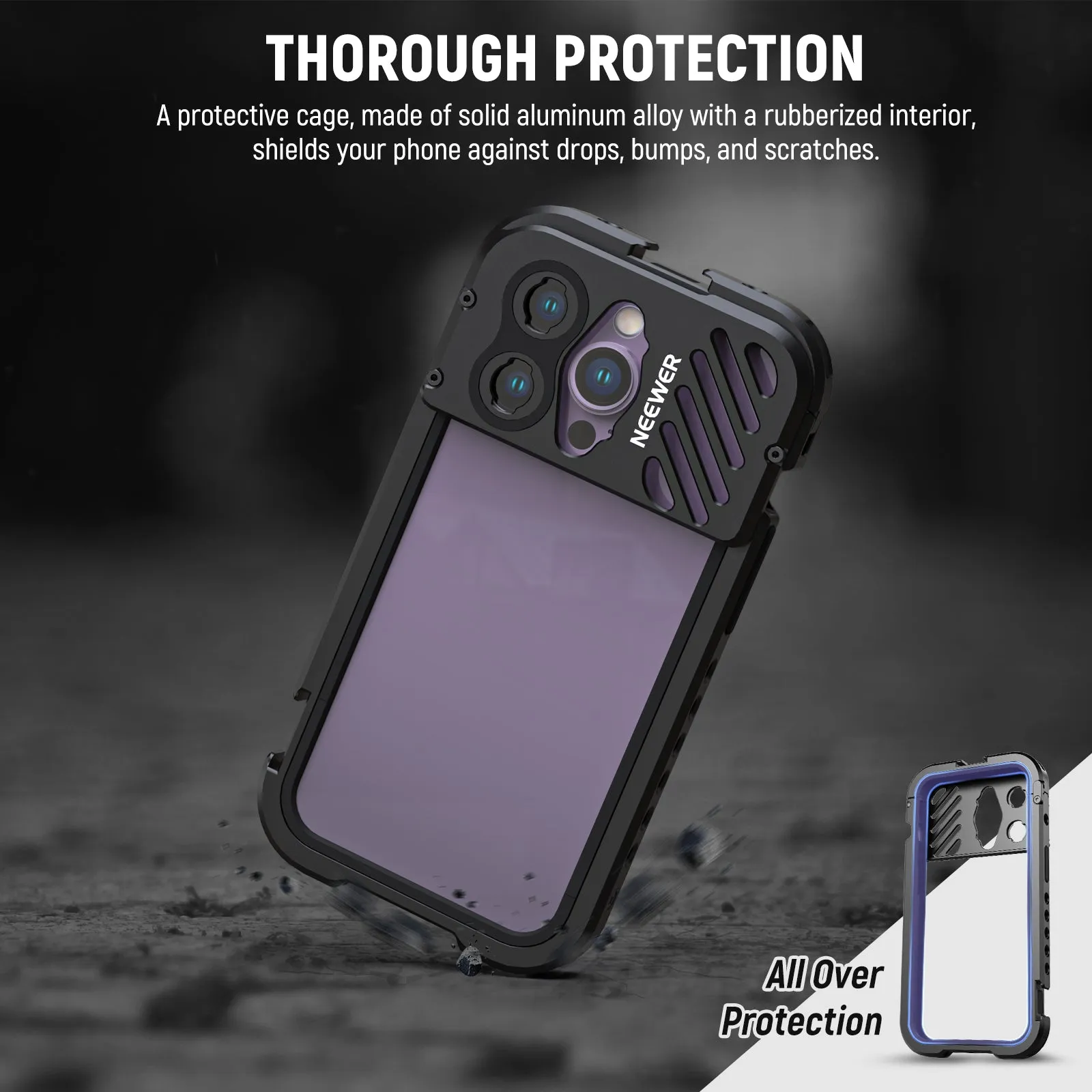 NEEWER Aluminum Alloy Cage for iPhone 14 Pro/14 Pro Max