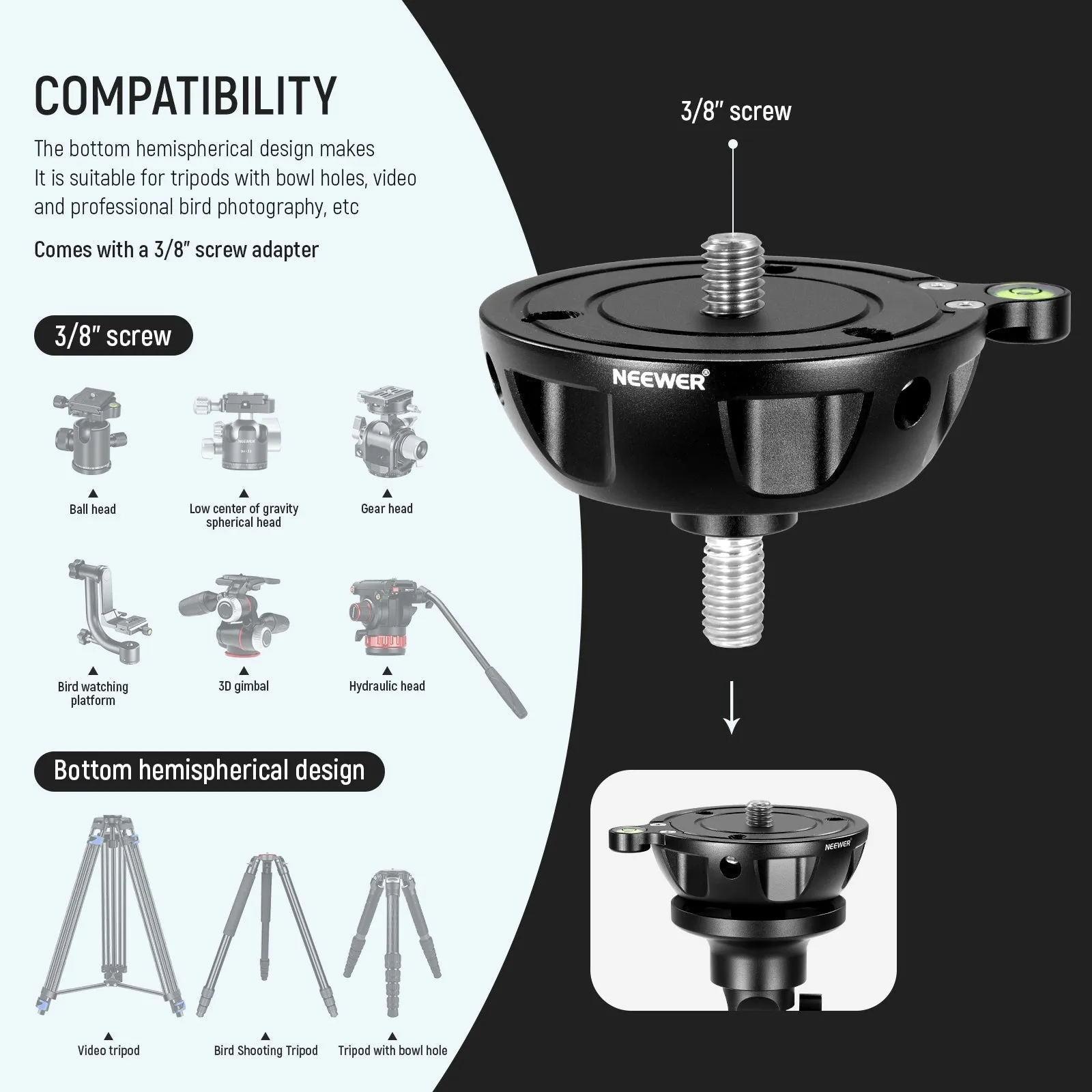 NEEWER GM003 75mm Bowl Base Leveling Adapter