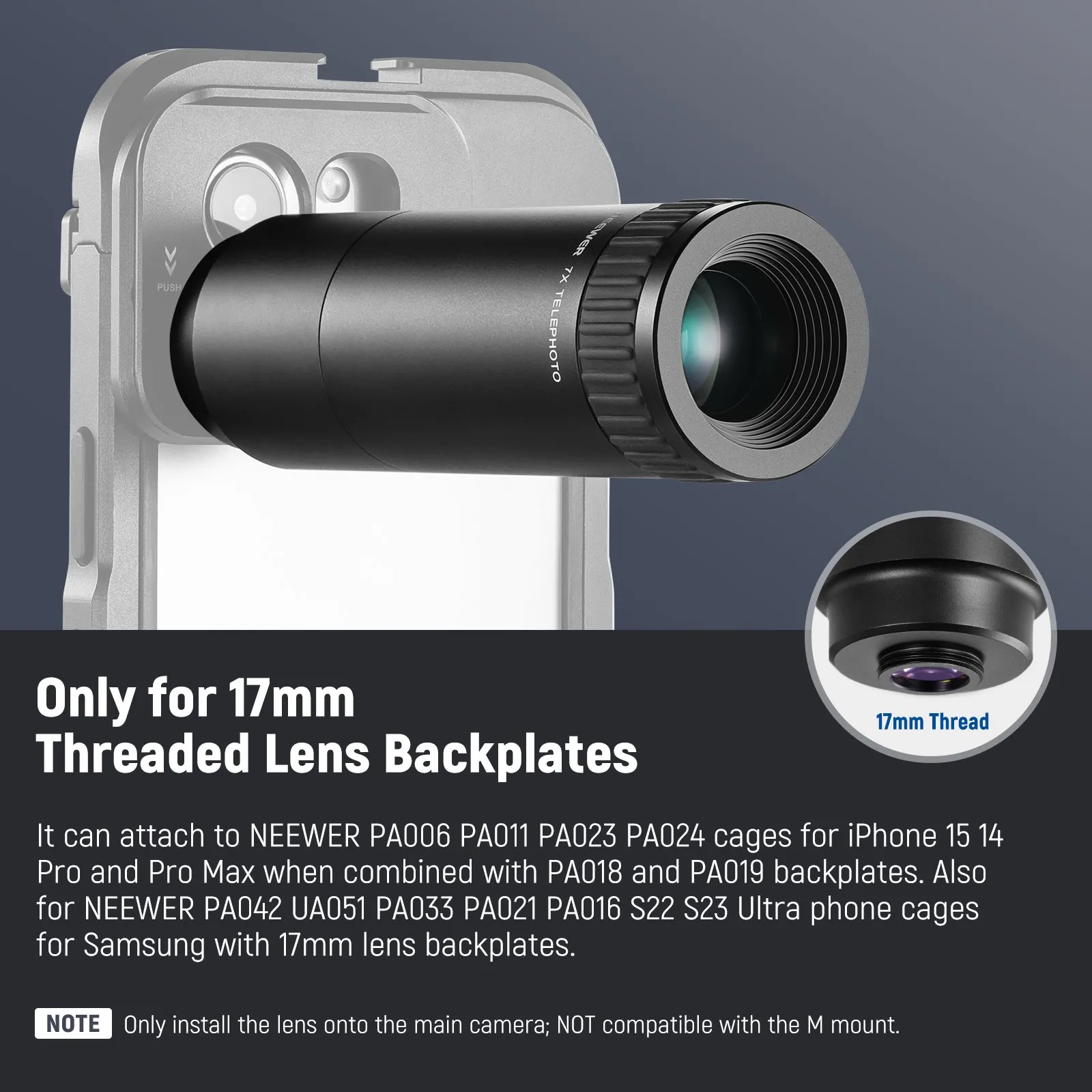 NEEWER LS-36 HD Telephoto Lens for Phone Cage for 17mm Thread