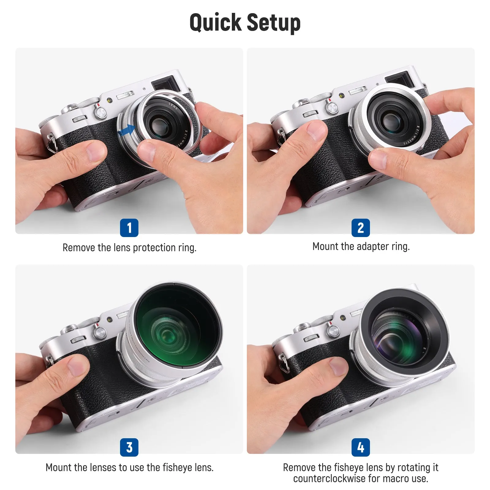 NEEWER LS-46 49mm 0.43x Fisheye & 1.4x Macro Additional Lens for Fujifilm X100 Series Cameras