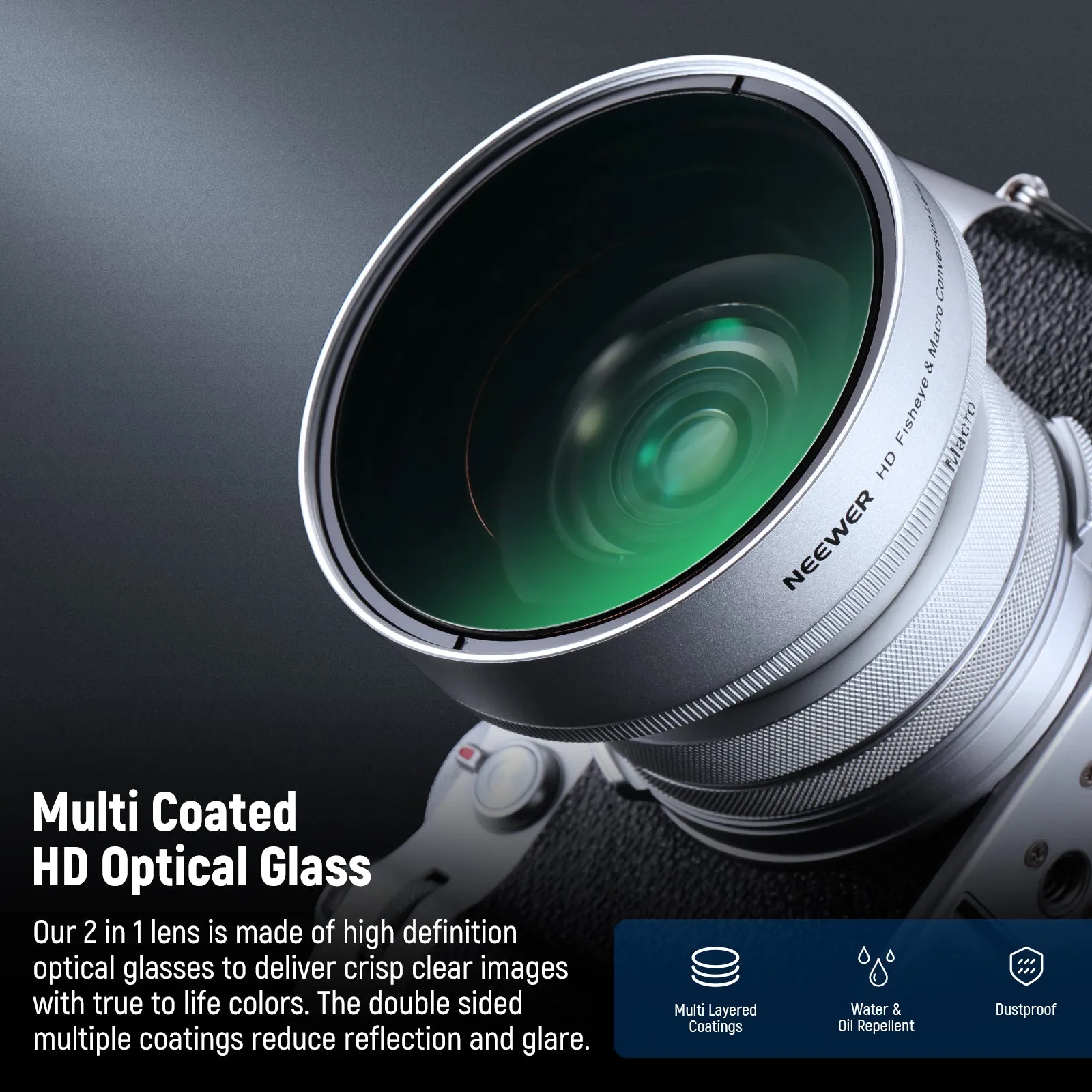NEEWER LS-46 49mm 0.43x Fisheye & 1.4x Macro Additional Lens for Fujifilm X100 Series Cameras