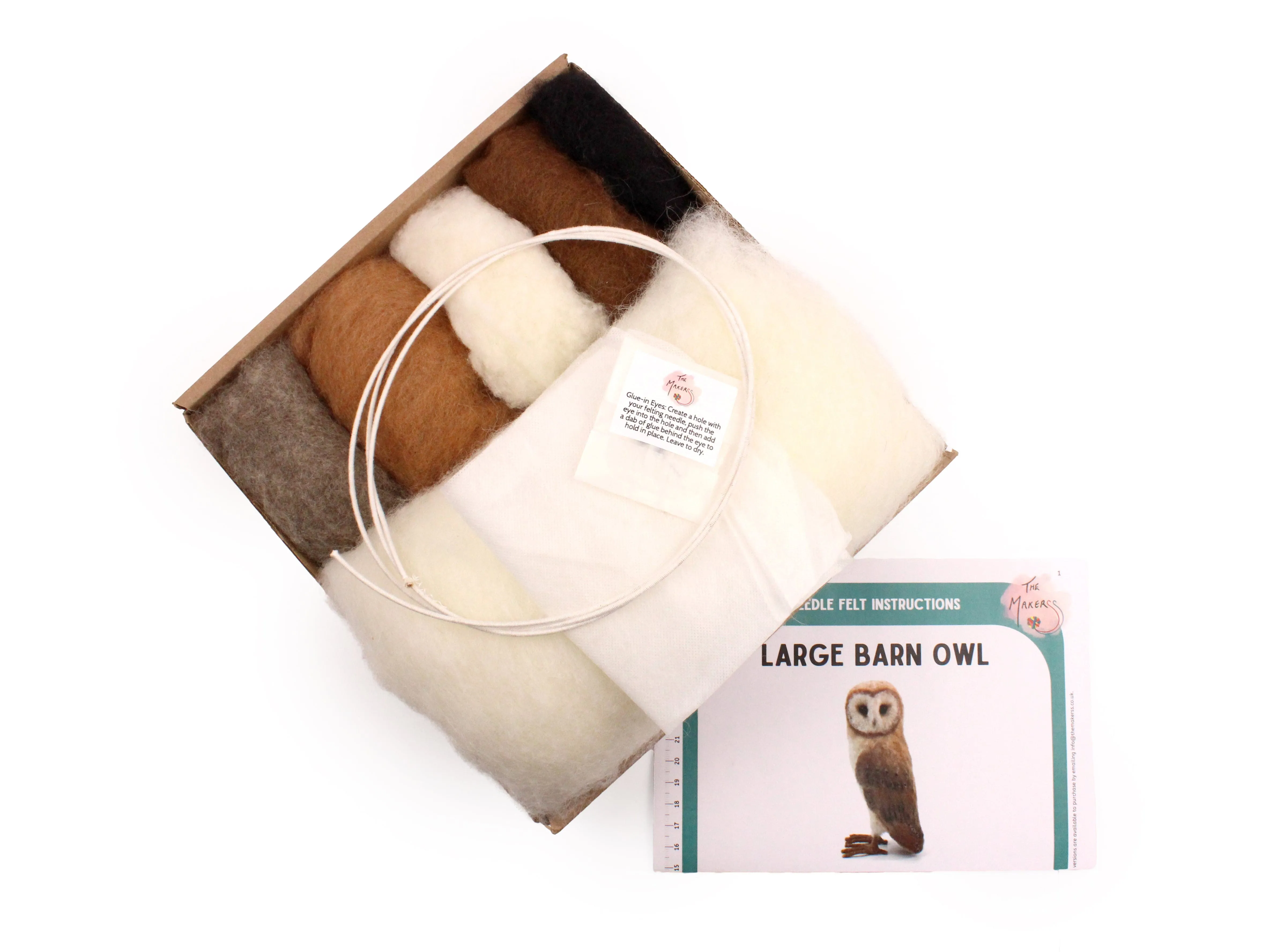 New and Improved   more core wool - Large Barn Owl Needle Felt Pack- with or without tools
