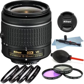Nikon 18-55mm f/3.5 - 5.6G VR AF-P DX Nikkor Lens   55mm Top Accessory Kit