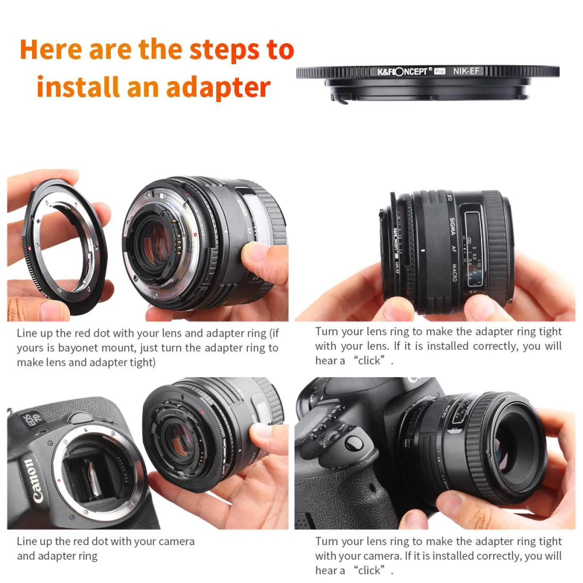 Nikon F/AF AI AI-S Lens to Canon EOS EF EF-S Mount NIK-EOS PRO K&F Concept M11135 Lens Adapter
