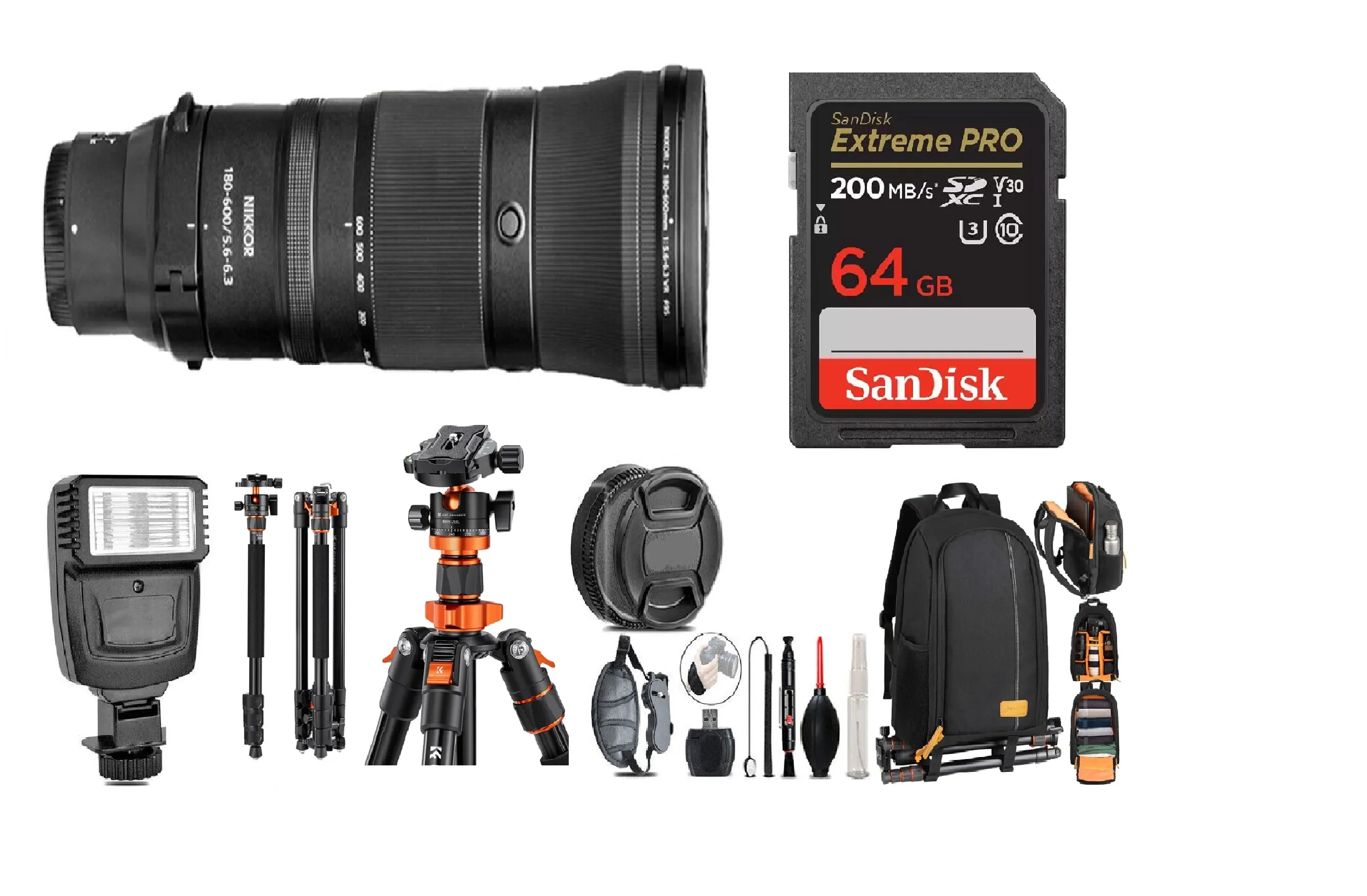 Nikon Z 180-600mm f/5.6-6.3 VR Lens  Flash   Tripod & More - 32GB Accessory Kit