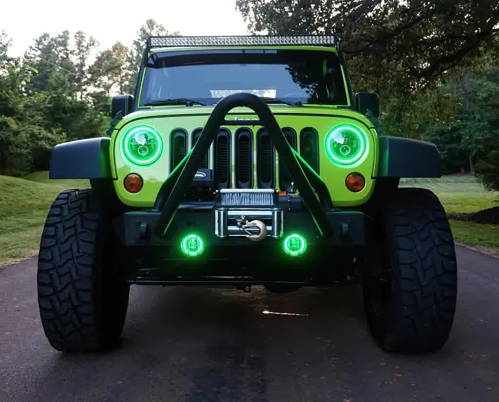 Oracle Fog Light Halo Kit Jeep Wrangler JK (07-18) [LED Projector - Surface Mount] White / Blue / Green / Amber / ColorSHIFT