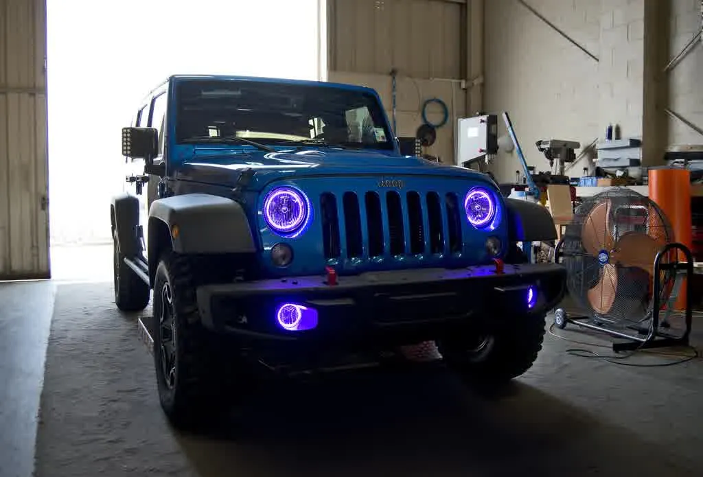 Oracle Fog Light Halo Kit Jeep Wrangler JK (07-18) [LED Projector - Surface Mount] White / Blue / Green / Amber / ColorSHIFT