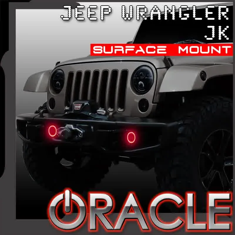 Oracle Fog Light Halo Kit Jeep Wrangler JK (07-18) [LED Projector - Surface Mount] White / Blue / Green / Amber / ColorSHIFT