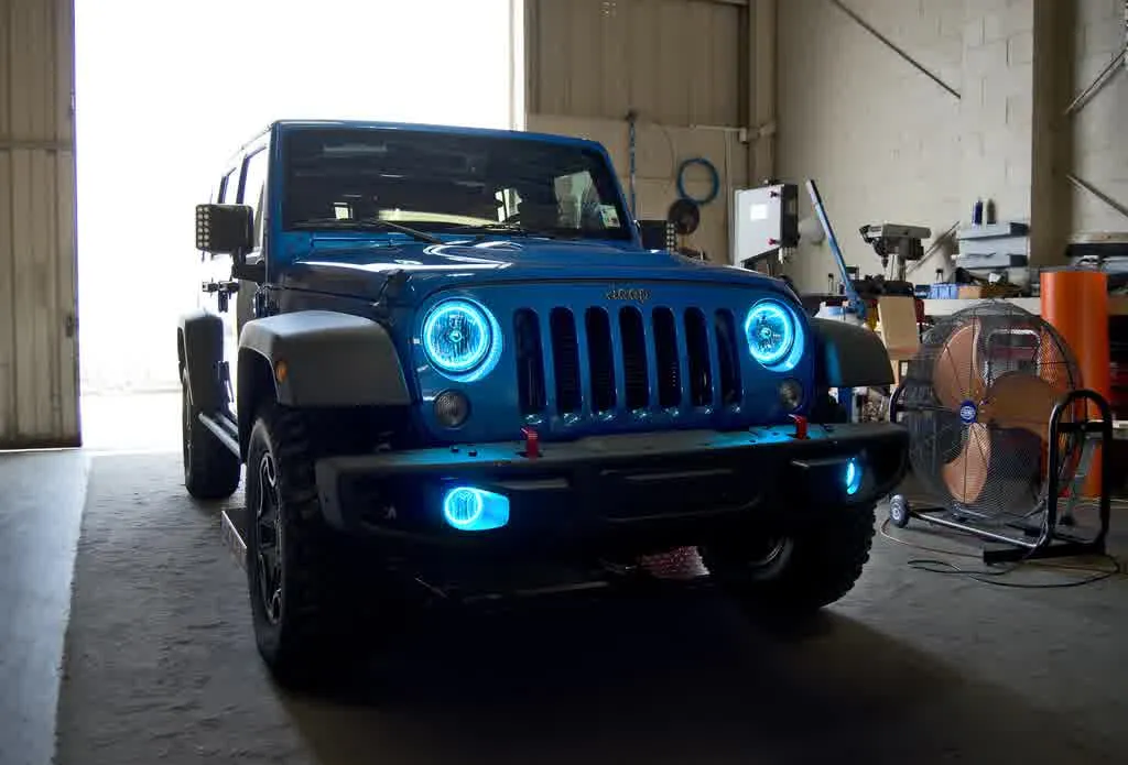 Oracle Fog Light Halo Kit Jeep Wrangler JK (07-18) [LED Projector - Surface Mount] White / Blue / Green / Amber / ColorSHIFT