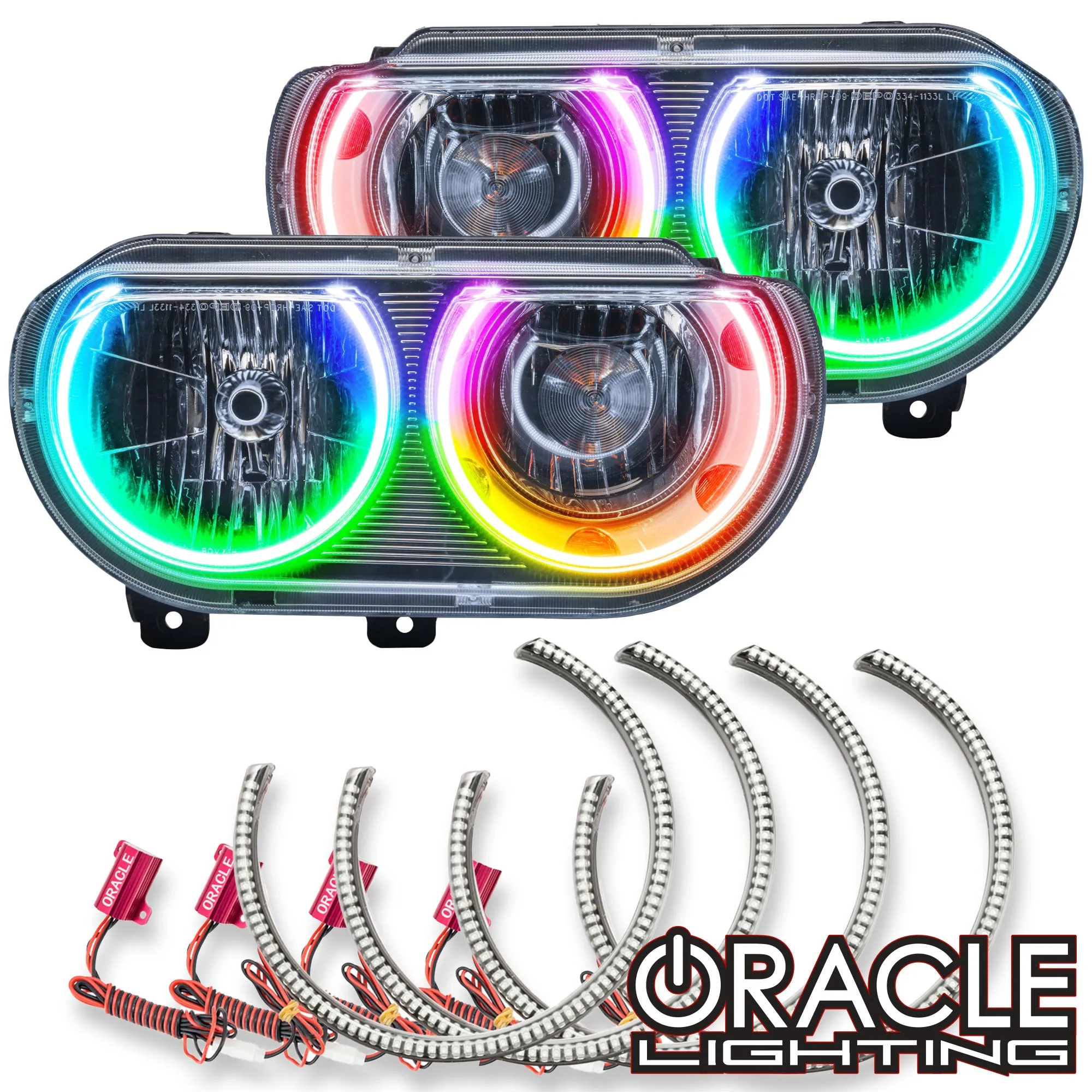 ORACLE Lighting 2008-2014 Dodge Challenger Dynamic ColorSHIFT Headlight Halo Kit - Surface Mount