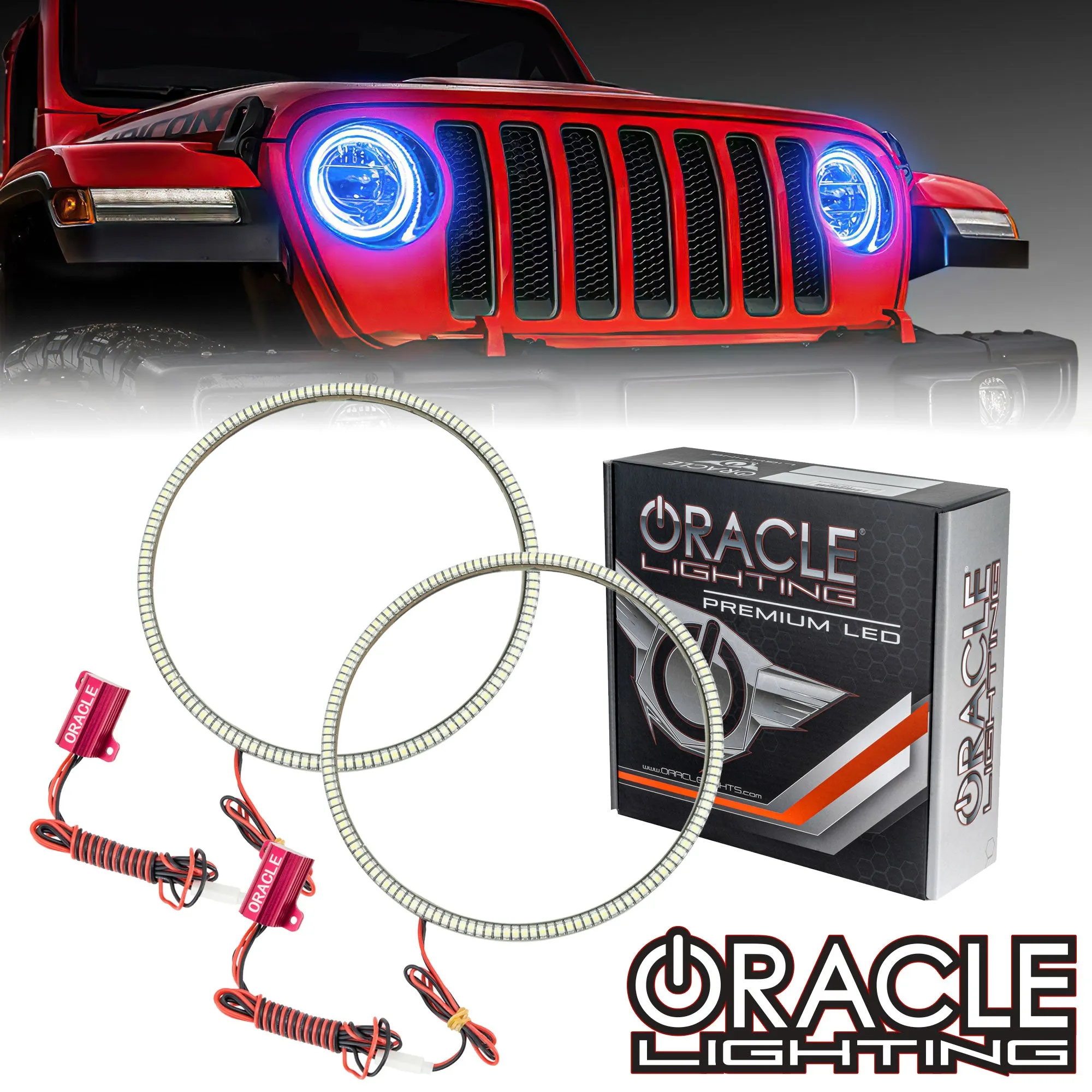 ORACLE Lighting 2018-2024 Jeep Wrangler JL LED Headlight Surface Mount Halo Kit