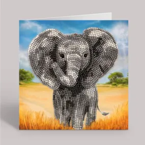 "Baby Elephant" Crystal Art Card 18x18cm