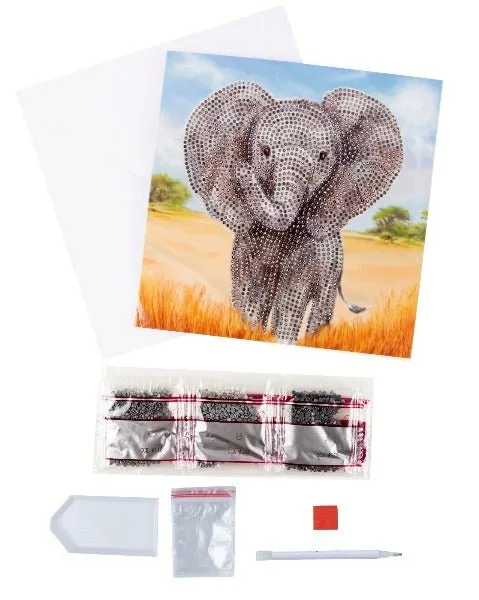 "Baby Elephant" Crystal Art Card 18x18cm