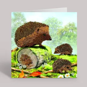 "Happy Hedgehog" Crystal Art Card 18x18cm