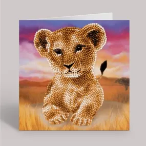 "Lion Cub" Crystal Art Card 18x18cm