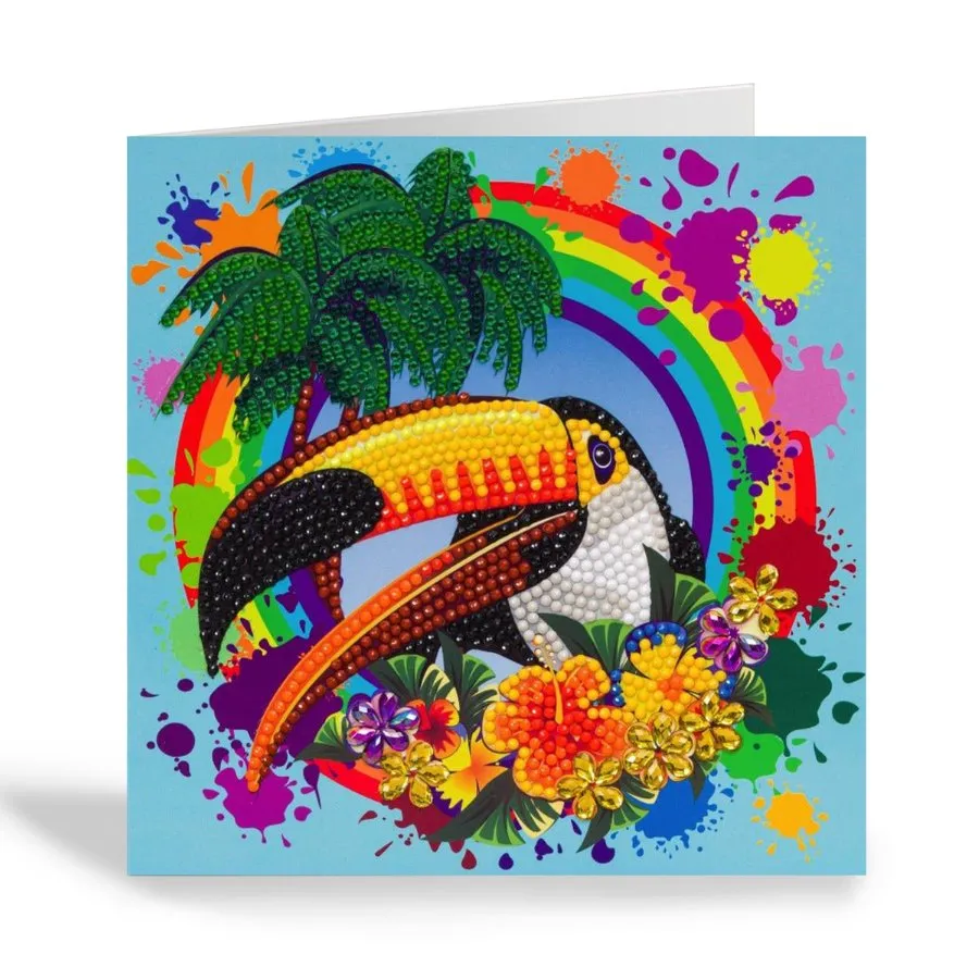 "Rainbow Toucan" Crystal Art Card 18x18cm