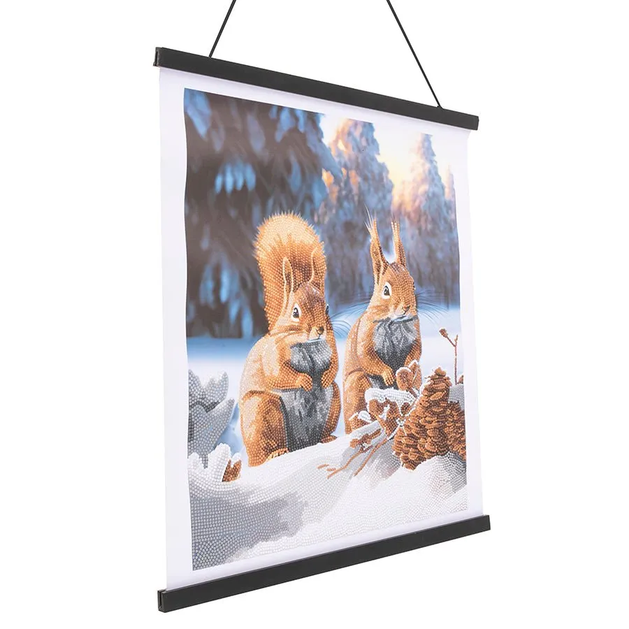 "Snowy Squirrels" Crystal Art Scroll Kit