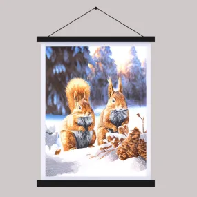 "Snowy Squirrels" Crystal Art Scroll Kit