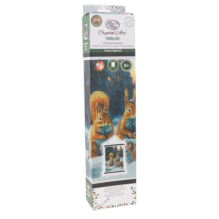 "Snowy Squirrels" Crystal Art Scroll Kit