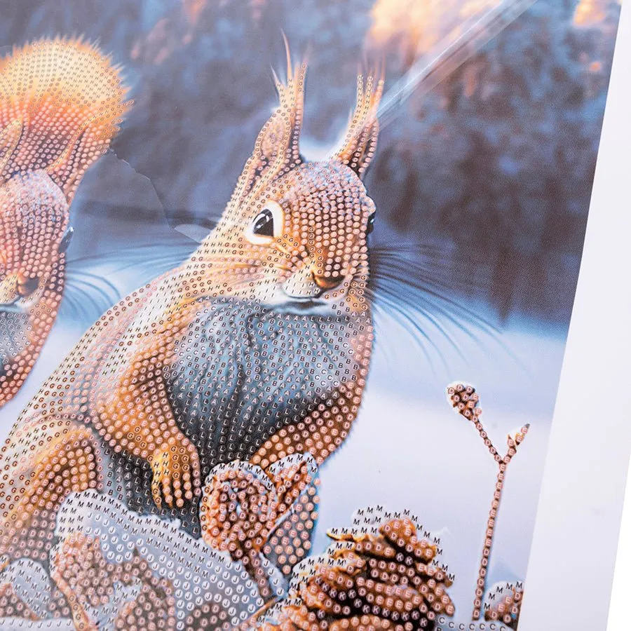 "Snowy Squirrels" Crystal Art Scroll Kit