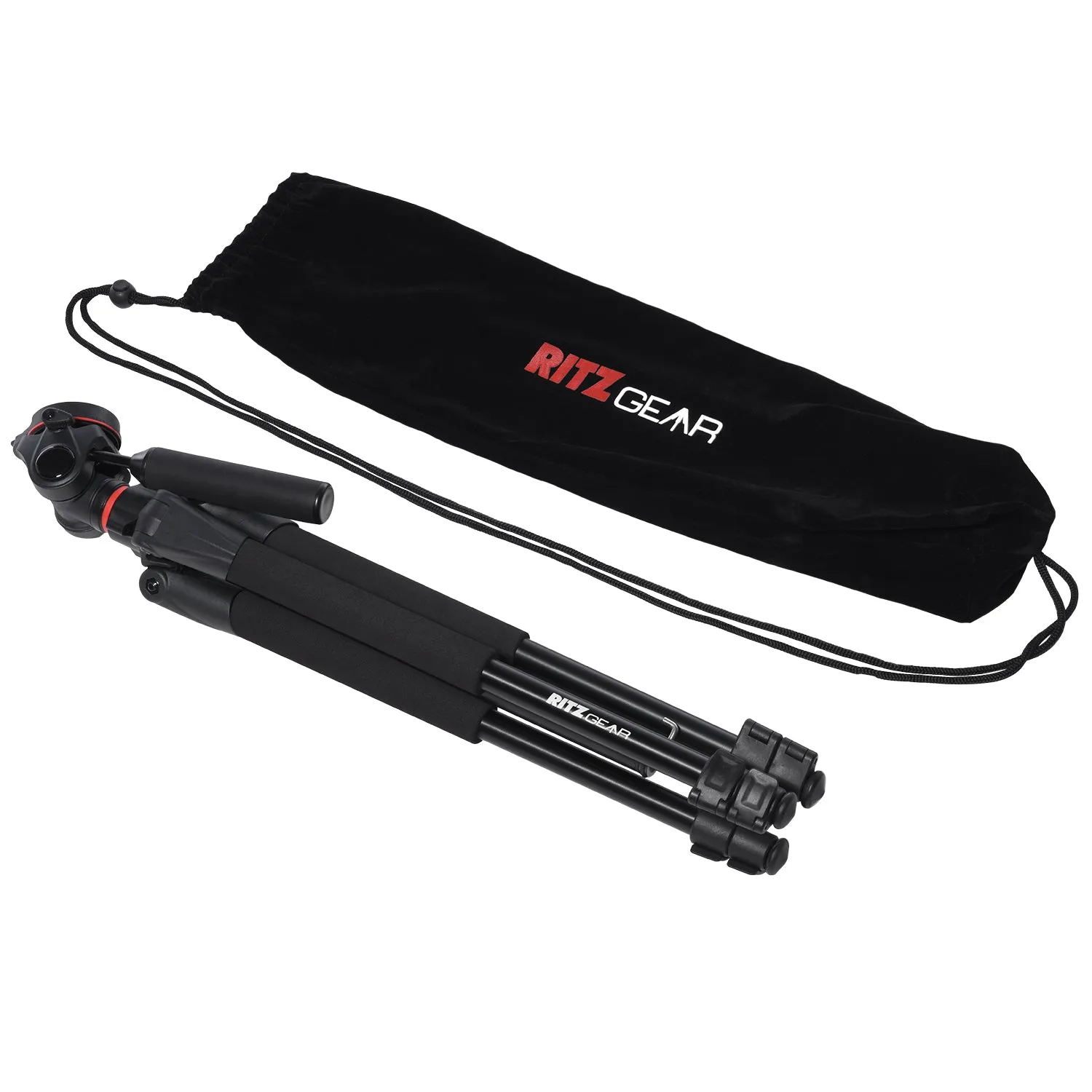 Ritz Gear 60" Tall Deluxe Tripod with Pan Head and 3 Leg Sections with Flip Locks