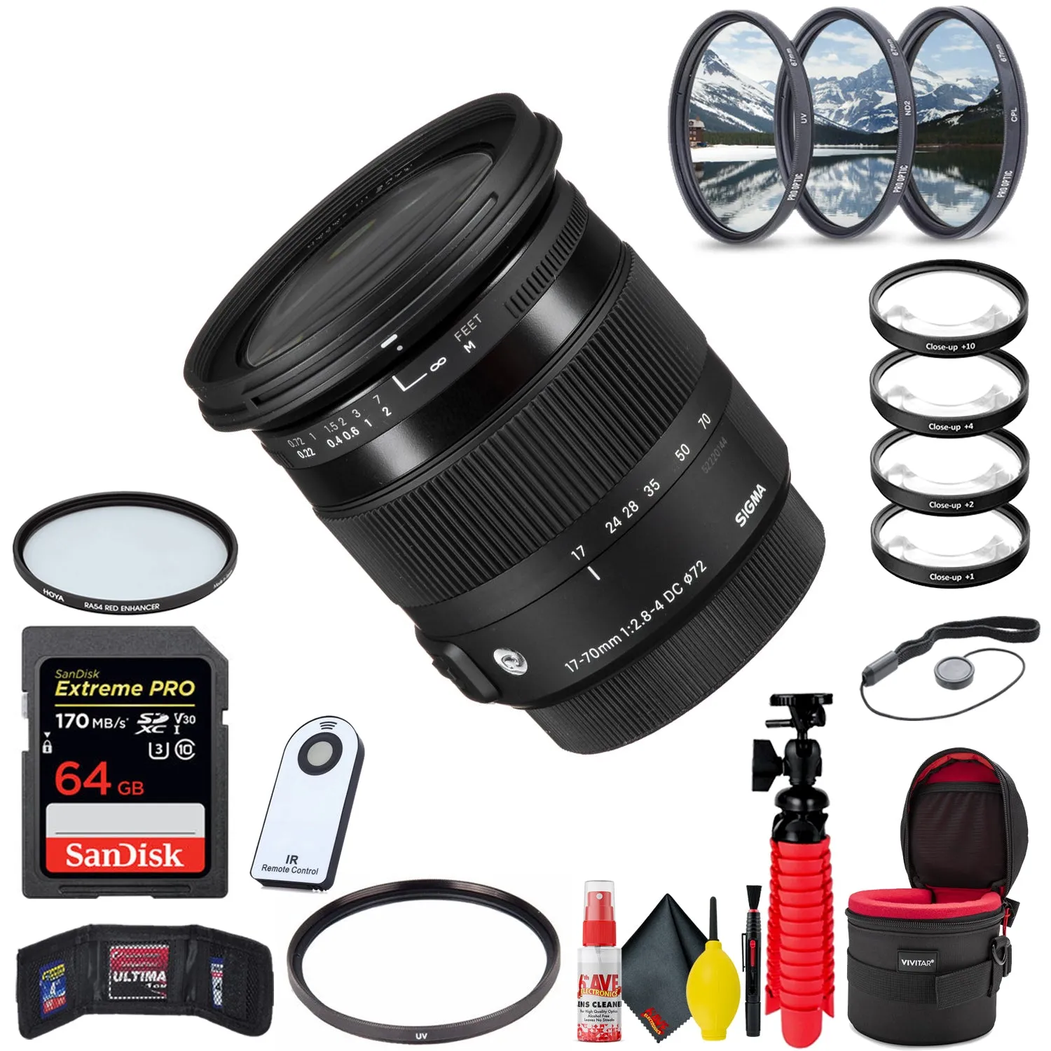 Sigma 17-70mm f/2.8-4 DC Macro OS HSM Contemporary Lens for Nikon F   Kit